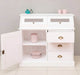 Schmales Sideboard aus Massivholz mit Kippfächern | Geschirrschrank mit Display -