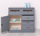 Schmales Sideboard aus Massivholz mit Kippfächern | Geschirrschrank mit Display -