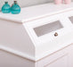 Schmales Sideboard aus Massivholz mit Kippfächern | Geschirrschrank mit Display -