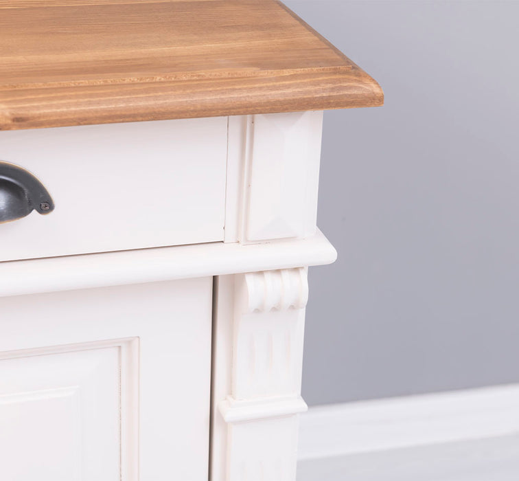 Schreibtisch aus Massivholz | Arbeitsplatz mit 2 Schubladen und 2 Türen