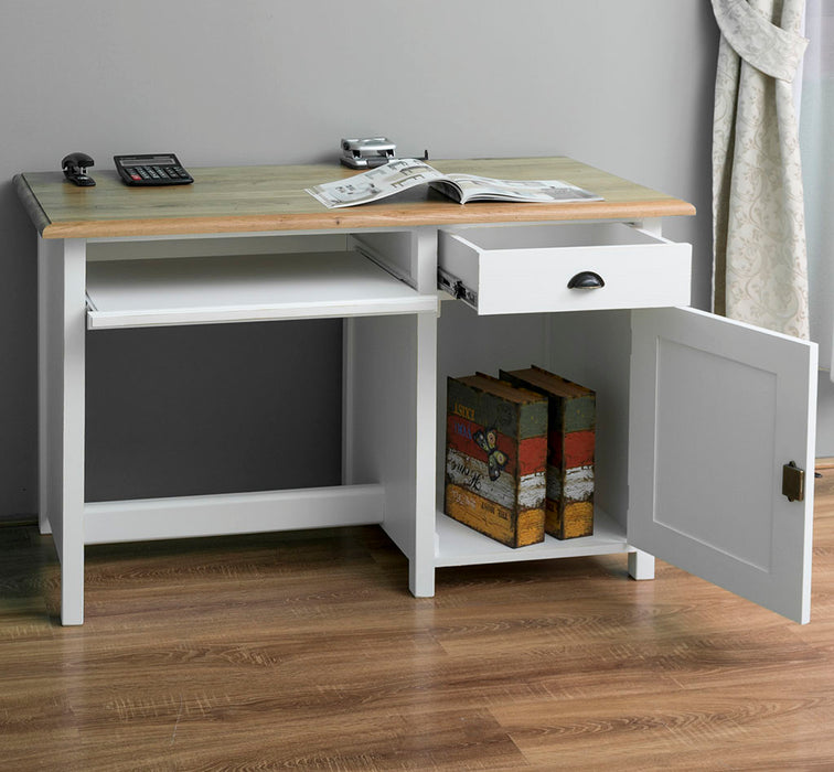 Schreibtisch aus Massivholz mit ausziehbarem Tastaturbrett | Computertisch