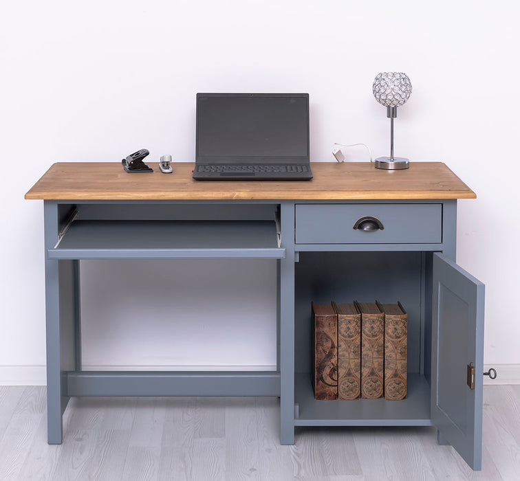 Schreibtisch aus Massivholz mit ausziehbarem Tastaturbrett | Computertisch