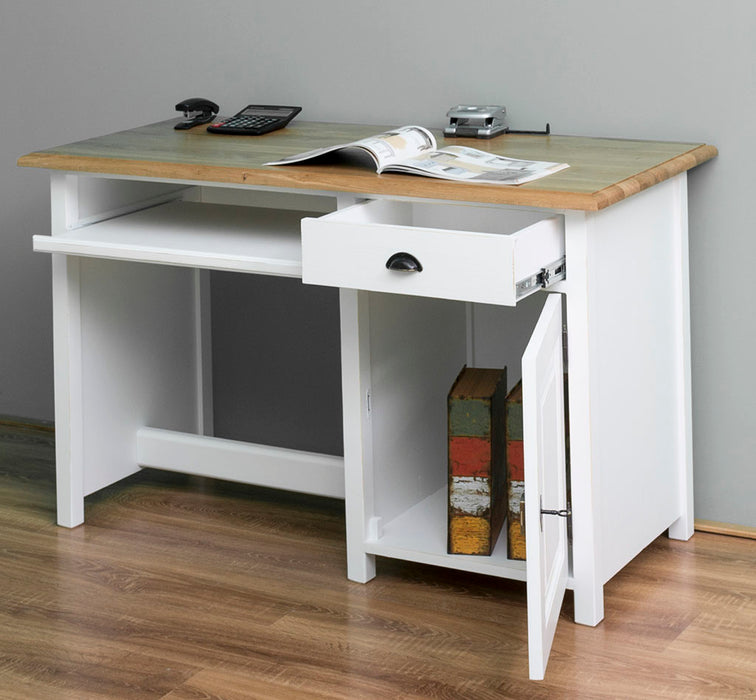 Schreibtisch aus Massivholz mit ausziehbarem Tastaturbrett | Computertisch