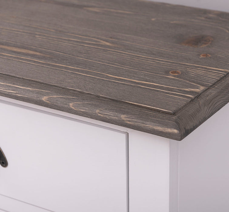 Schuhschrank aus Massivholz mit zwei Kippfächern - mit Holzkontrast