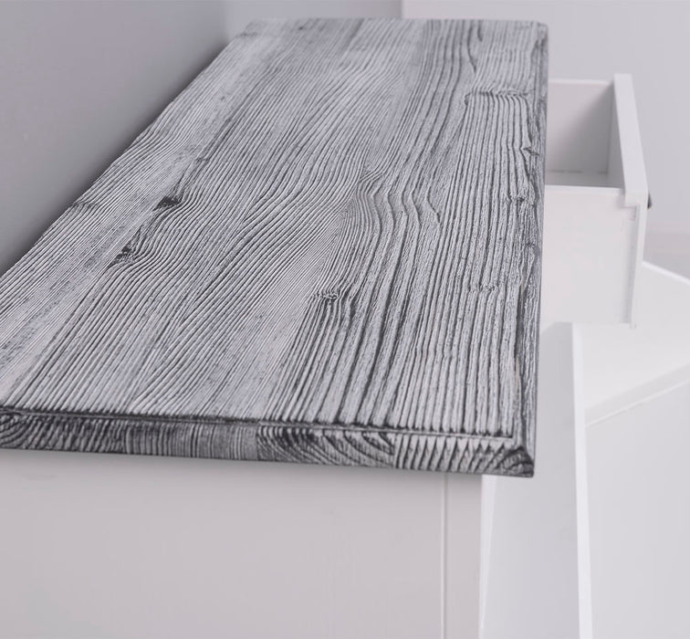 Schuhschrank aus Massivholz mit zwei Kippfächern - mit Holzkontrast