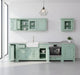 Sechsteilige Küchenzeile aus Massivholz mit Hängeschranken in Mint- Grün -