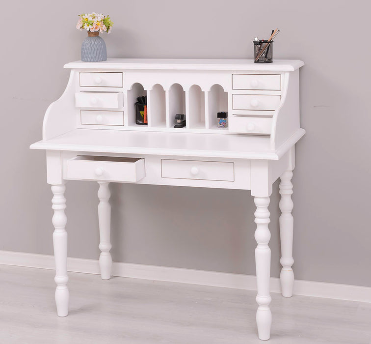 Sekretär aus Massivholz mit gedrechselten Beinen | Schminktisch mit vielen Schubladen