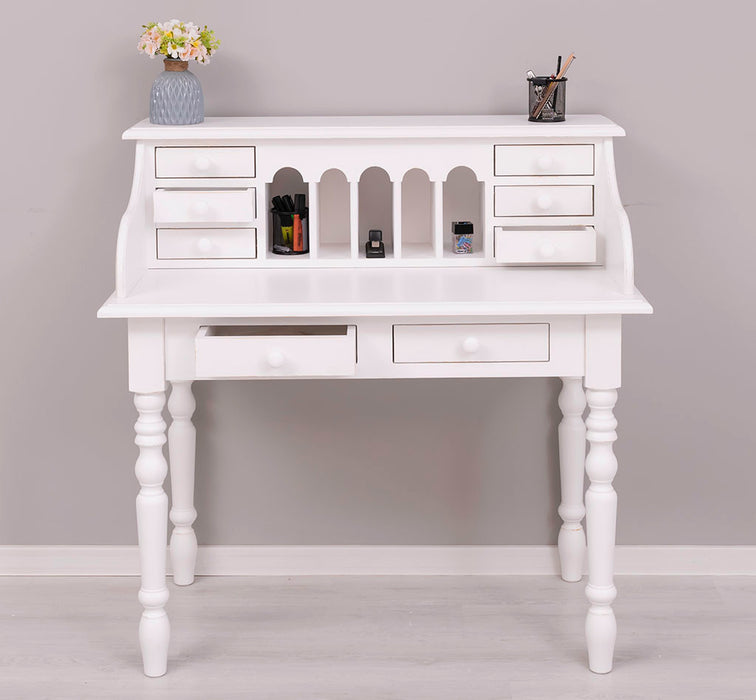 Sekretär aus Massivholz mit gedrechselten Beinen | Schminktisch mit vielen Schubladen