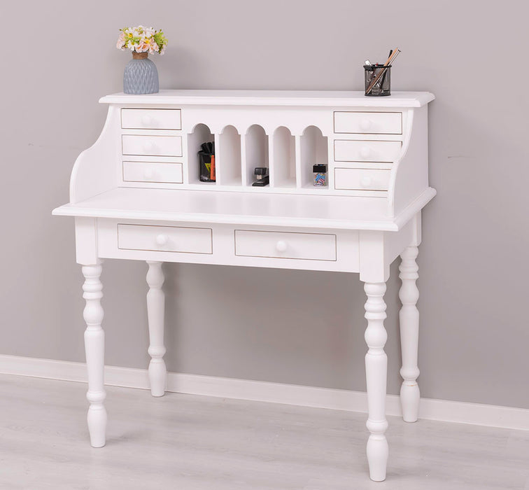 Sekretär aus Massivholz mit gedrechselten Beinen | Schminktisch mit vielen Schubladen