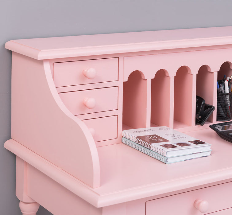 Sekretär aus Massivholz mit gedrechselten Beinen | Schminktisch mit vielen Schubladen