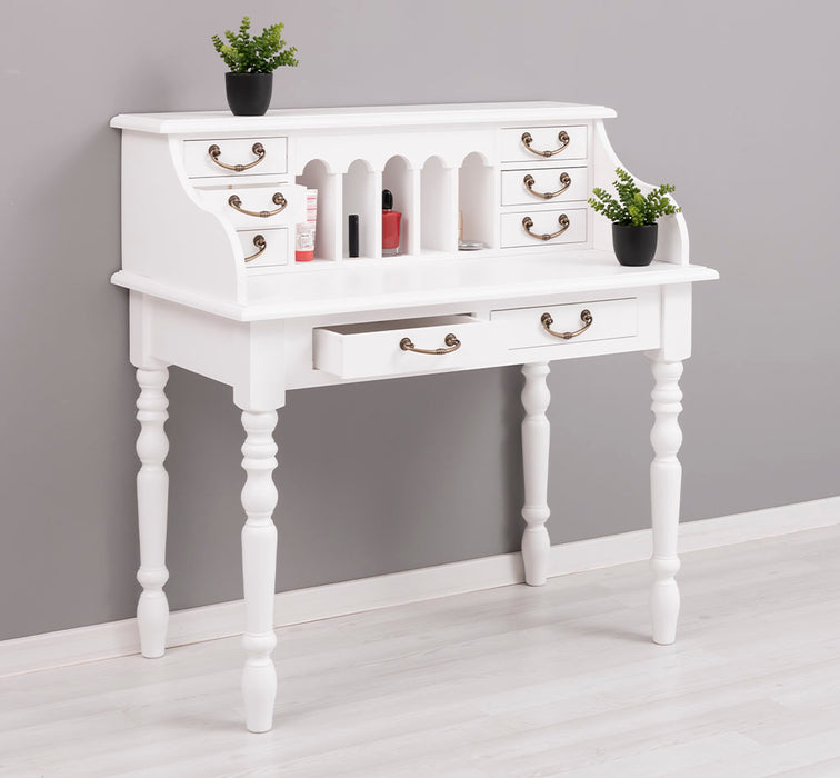 Sekretär aus Massivholz mit gedrechselten Beinen | Schminktisch mit vielen Schubladen