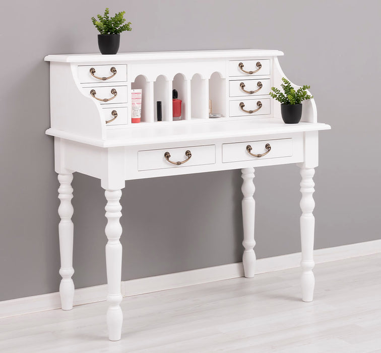 Sekretär aus Massivholz mit gedrechselten Beinen | Schminktisch mit vielen Schubladen