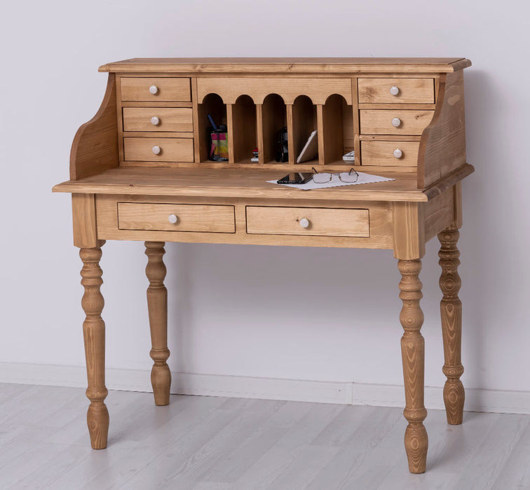 Sekretär aus Massivholz mit gedrechselten Beinen | Schminktisch mit vielen Schubladen