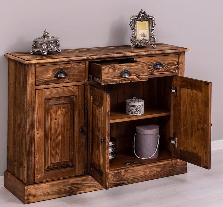 Sideboard aus Massivholz | Konsolenschrank mit drei Schubladen