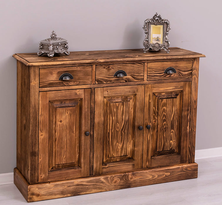 Sideboard aus Massivholz | Konsolenschrank mit drei Schubladen