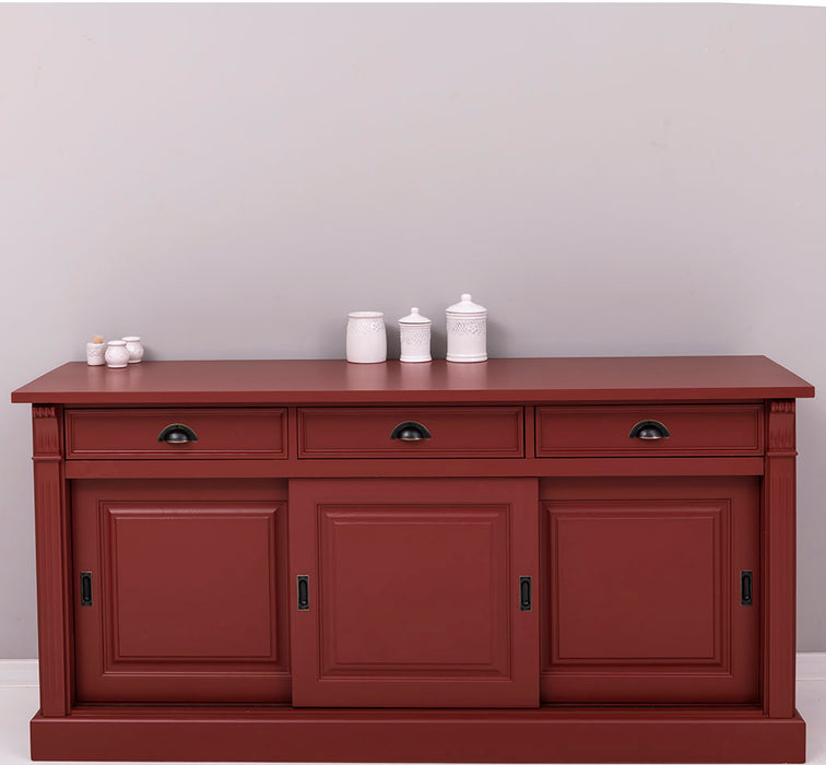 Sideboard aus Massivholz mit 3 Schubladen und 3 Schiebetüren