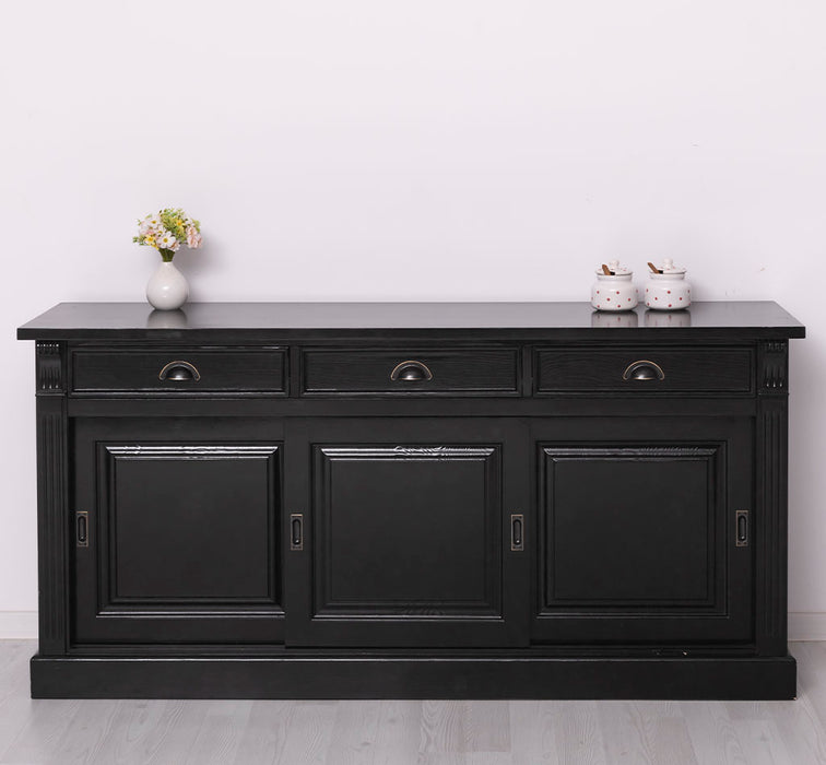 Sideboard aus Massivholz mit 3 Schubladen und 3 Schiebetüren
