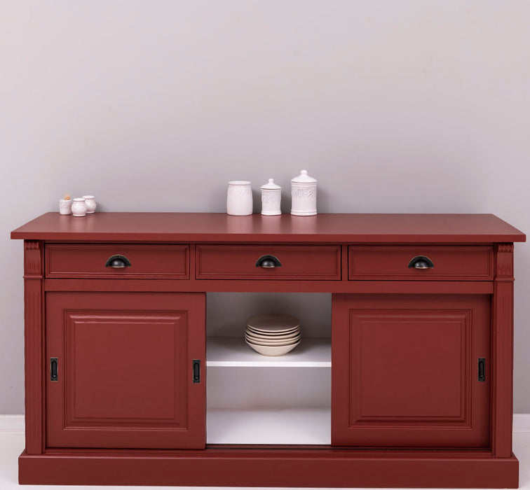 Sideboard aus Massivholz mit 3 Schubladen und 3 Schiebetüren