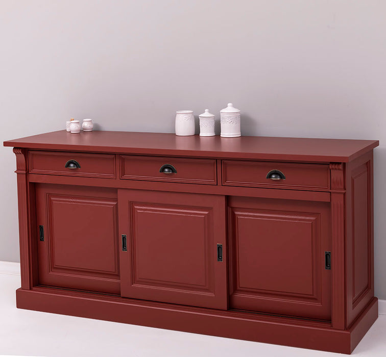 Sideboard aus Massivholz mit 3 Schubladen und 3 Schiebetüren