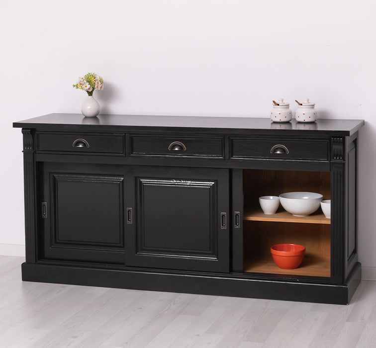 Sideboard aus Massivholz mit 3 Schubladen und 3 Schiebetüren