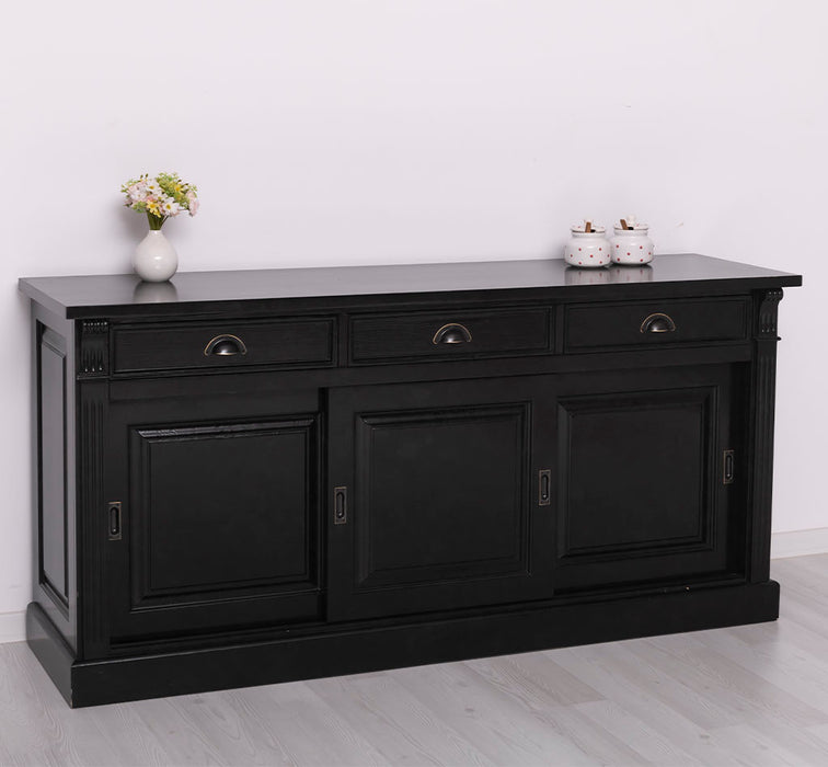 Sideboard aus Massivholz mit 3 Schubladen und 3 Schiebetüren