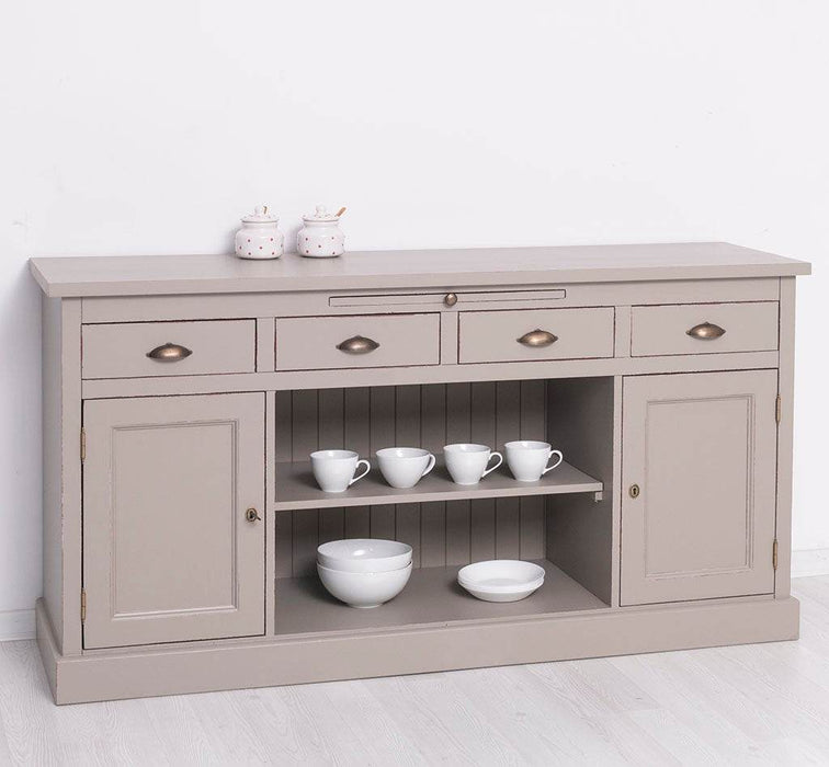 Sideboard aus Massivholz mit 4 Schubladen und 2 Türen und mittigem Auszug -