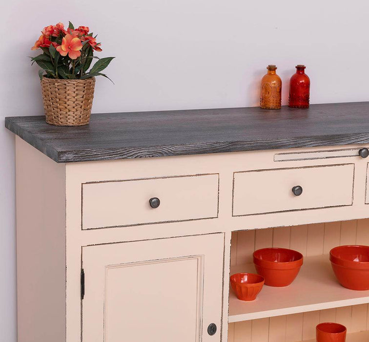 Sideboard aus Massivholz mit 4 Schubladen und 2 Türen und mittigem Auszug -