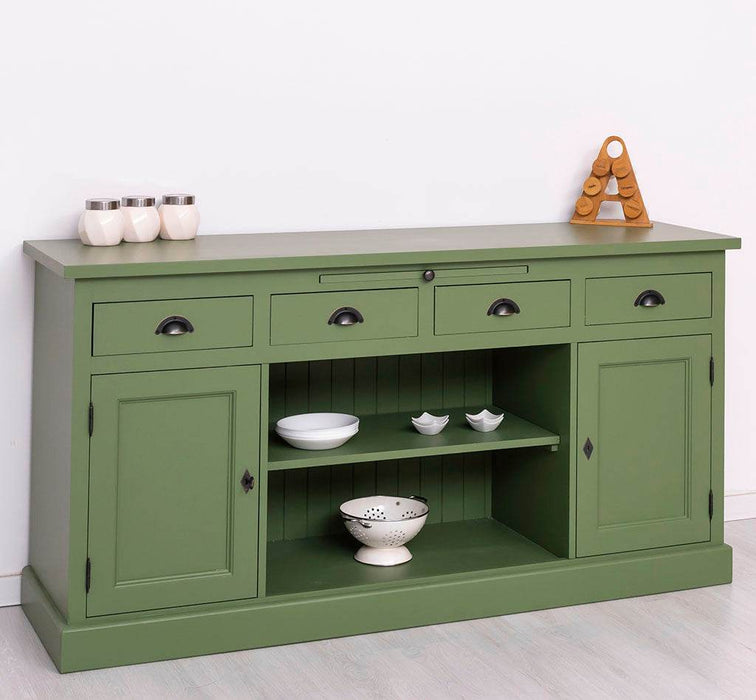 Sideboard aus Massivholz mit 4 Schubladen und 2 Türen und mittigem Auszug -