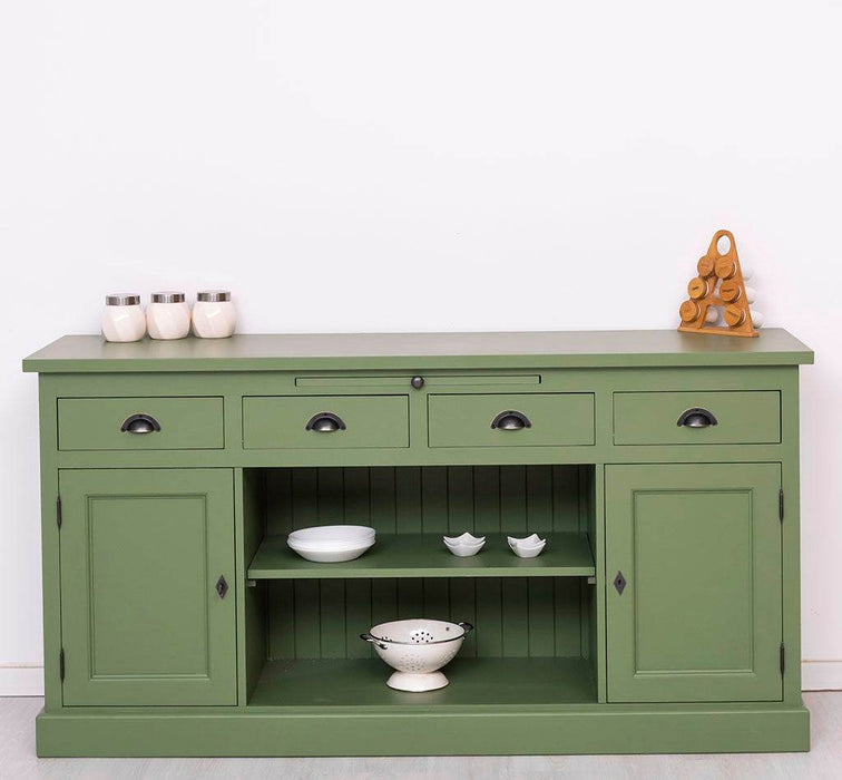 Sideboard aus Massivholz mit 4 Schubladen und 2 Türen und mittigem Auszug -