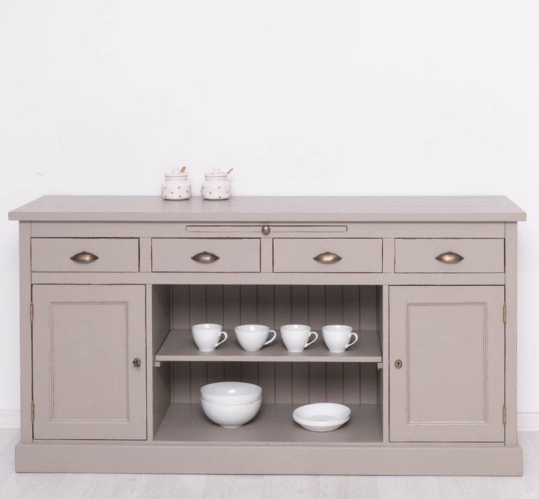 Sideboard aus Massivholz mit 4 Schubladen und 2 Türen und mittigem Auszug -