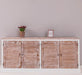 Sideboard aus Massivholz mit Lamellentüren | Kommode mit vier Türen und Knopfgriffen - Gebürstet