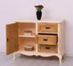 Sideboard aus Massivholz mit Tür und 3 Schubladen | Kommode mit geschwungenen Füßen | Barock - Vintage Weiß