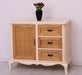 Sideboard aus Massivholz mit Tür und 3 Schubladen | Kommode mit geschwungenen Füßen | Barock - Vintage Weiß