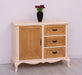 Sideboard aus Massivholz mit Tür und 3 Schubladen | Kommode mit geschwungenen Füßen | Barock - Vintage Weiß