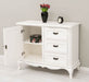 Sideboard aus Massivholz mit Tür und 3 Schubladen | Kommode mit geschwungenen Füßen | Barock - Vintage Weiß