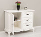 Sideboard aus Massivholz mit Tür und 3 Schubladen | Kommode mit geschwungenen Füßen | Barock - Vintage Weiß