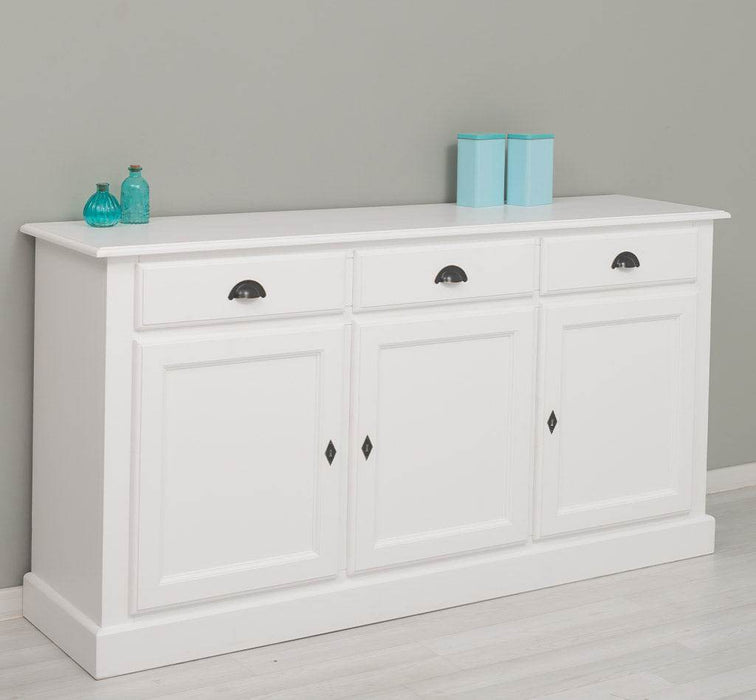 Sideboard aus Massivholz mit drei Schubladen und Türen -