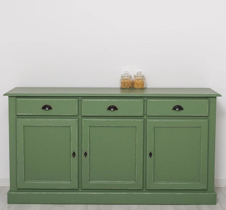 Sideboard aus Massivholz mit drei Schubladen und Türen -