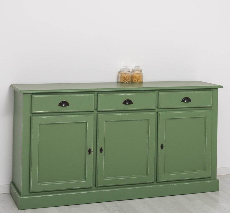 Sideboard aus Massivholz mit drei Schubladen und Türen -
