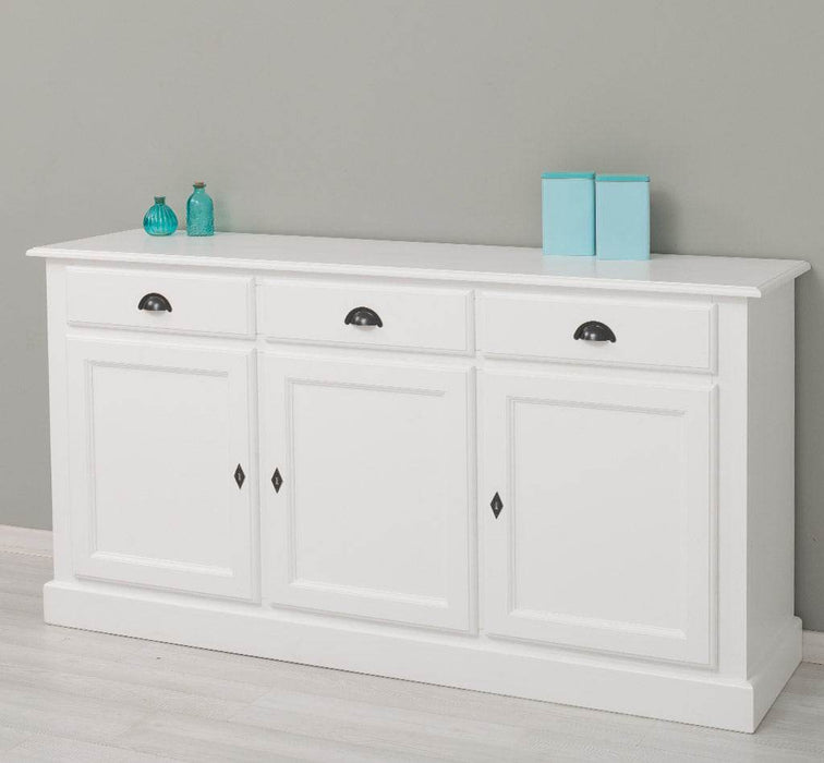Sideboard aus Massivholz mit drei Schubladen und Türen -
