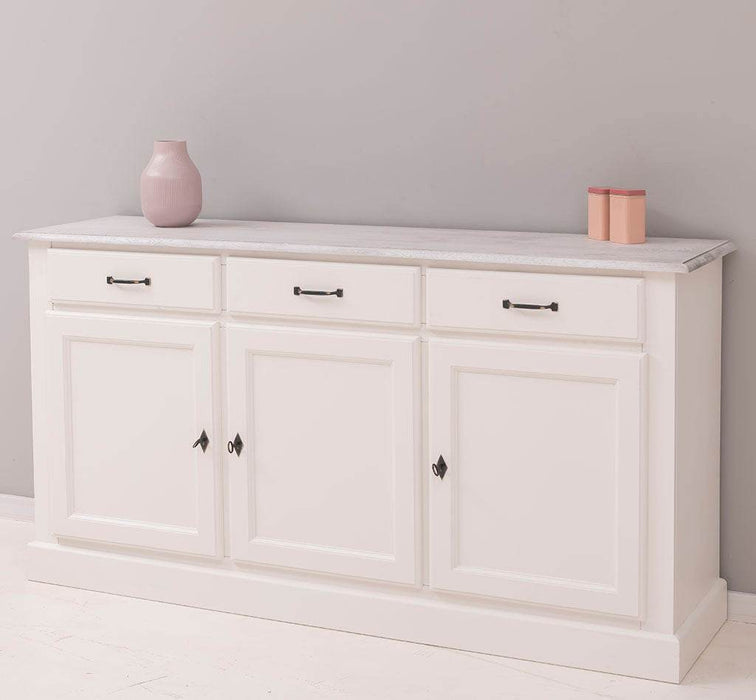 Sideboard aus Massivholz mit drei Schubladen und Türen -