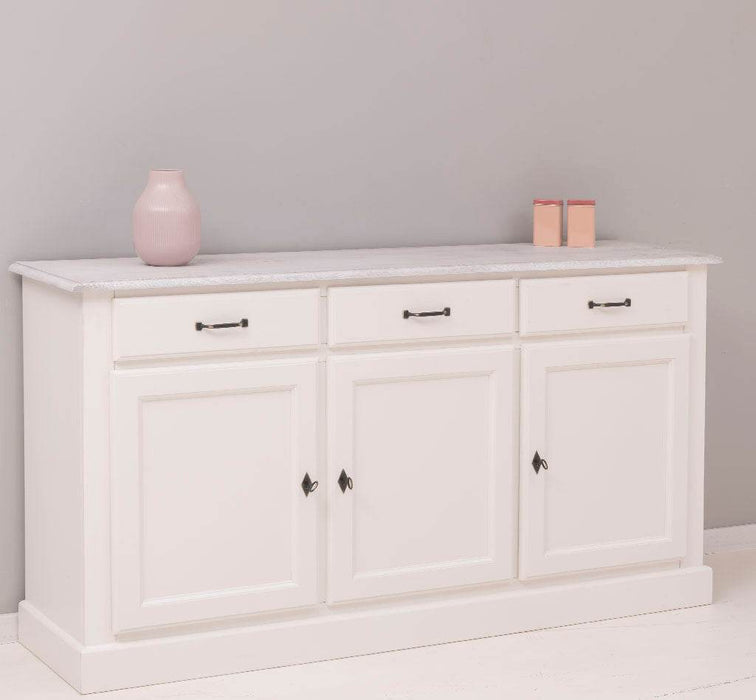 Sideboard aus Massivholz mit drei Schubladen und Türen -