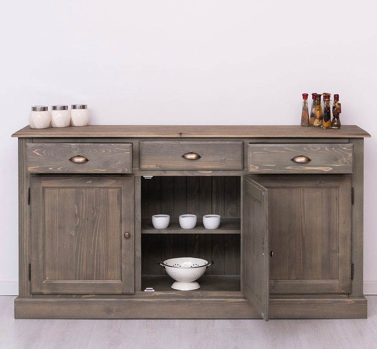 Sideboard aus Massivholz mit drei Schubladen und Türen -