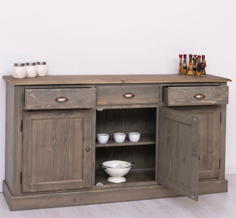 Sideboard aus Massivholz mit drei Schubladen und Türen -