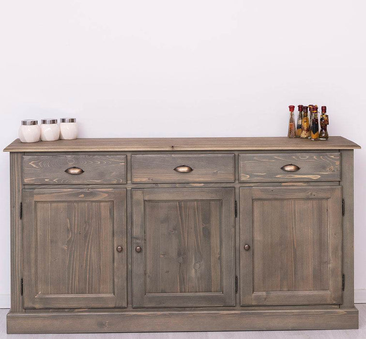 Sideboard aus Massivholz mit drei Schubladen und Türen -