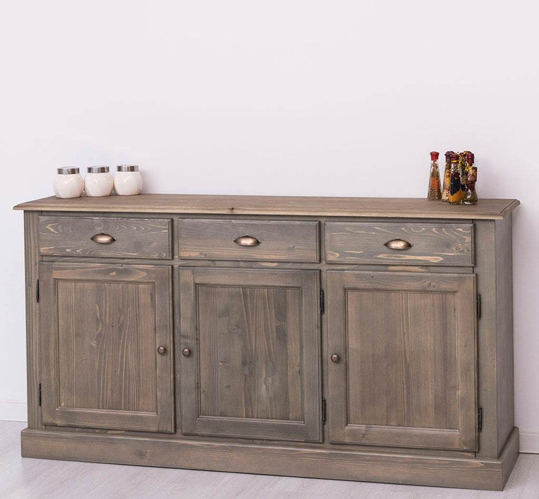 Sideboard aus Massivholz mit drei Schubladen und Türen -