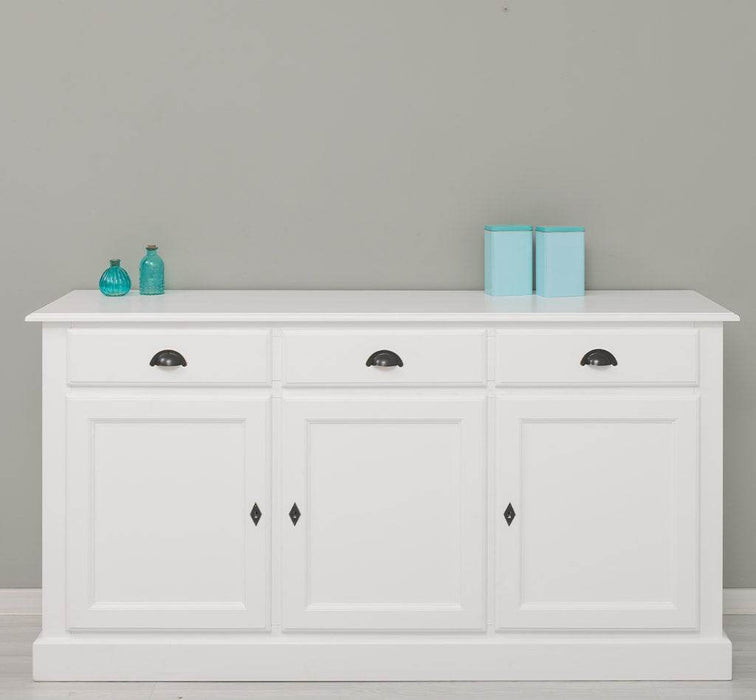 Sideboard aus Massivholz mit drei Schubladen und Türen -