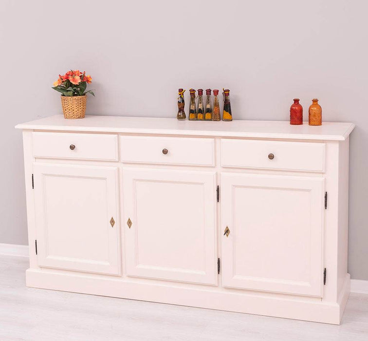 Sideboard aus Massivholz mit drei Schubladen und Türen -