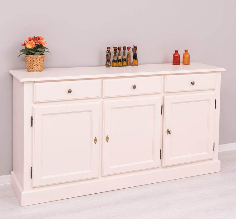 Sideboard aus Massivholz mit drei Schubladen und Türen -