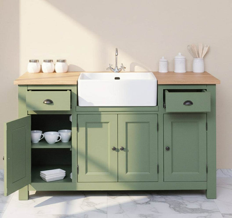 Spülbeckenschrank aus Massivholz | Waschtisch mit 4 Türen und 2 Schubladen -